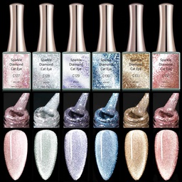 CANNI Sparkle Diamond Cat Eye UV/LED gél lakk 16 ml No. - 6 db-os szett