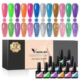 Venalisa Reflective Neon Disco Gel UV/LED Gél Lakk 7.5 ml - 12 db-os szett