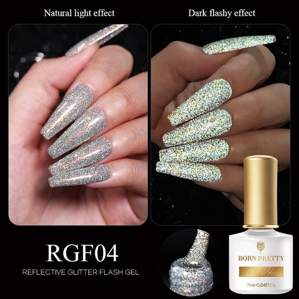 BP Reflective Glitter Flash Gel 7 ml RGF04 Silver Nails Nail Art