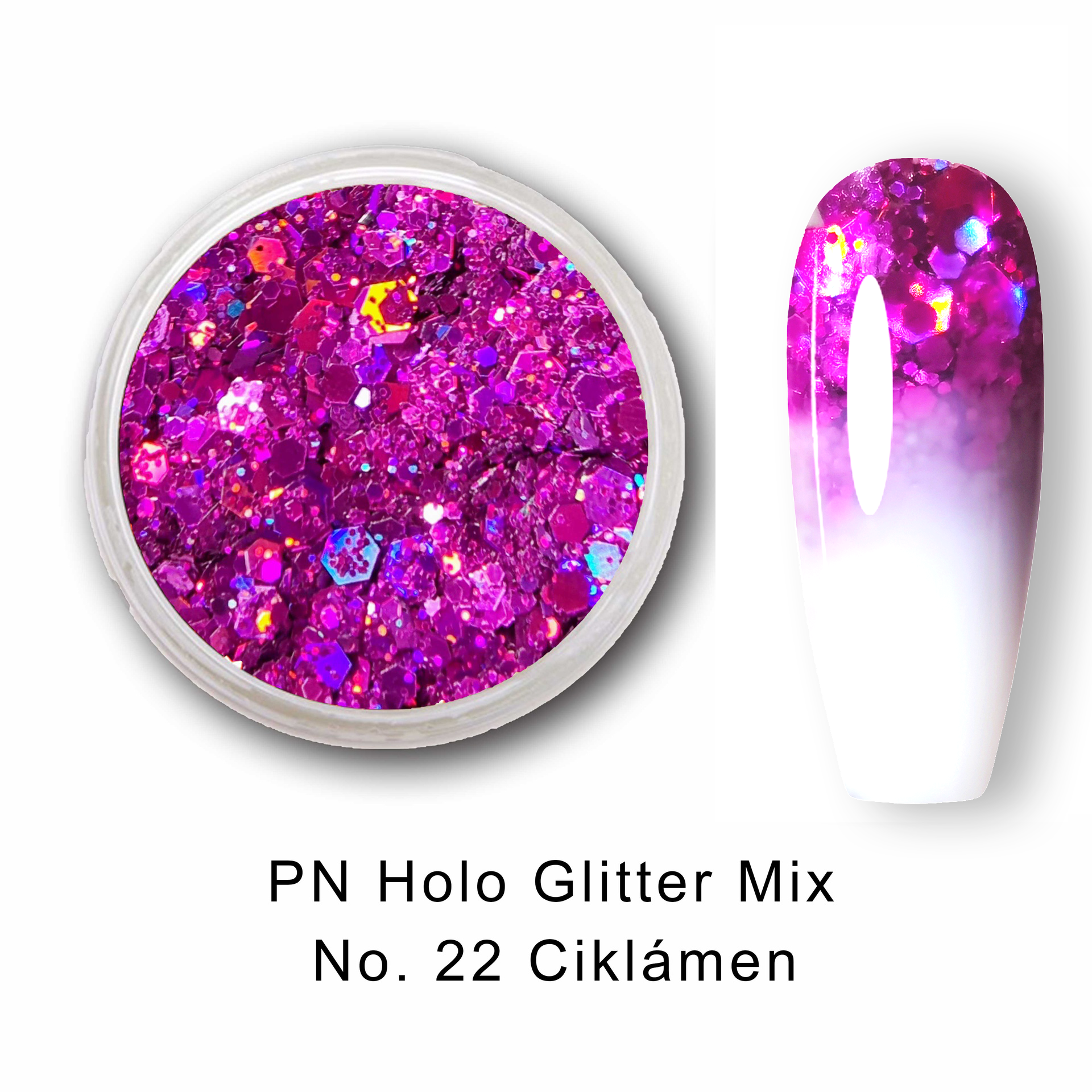 PN Holo glitter mix No.22 Ciklámen