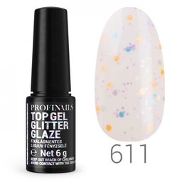 Profinails Top Gél Glitter Glaze fixálásmentes LED/UV fényzselé 6g No. 611