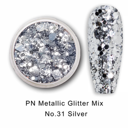 PN Metallic holo glitter mix No.31 Silver