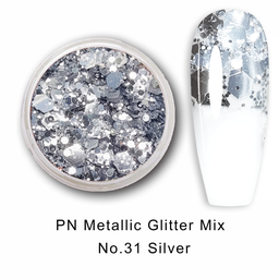 PN Metallic holo glitter mix No.31 Silver