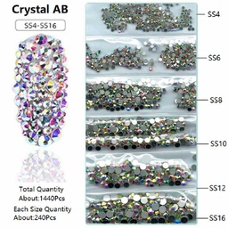 Strasszkövek különböző méretben 6x240 db (1440 db) - Crystal AB