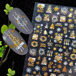 Köröm matrica 3D-s No.F713 - Gold&White -38