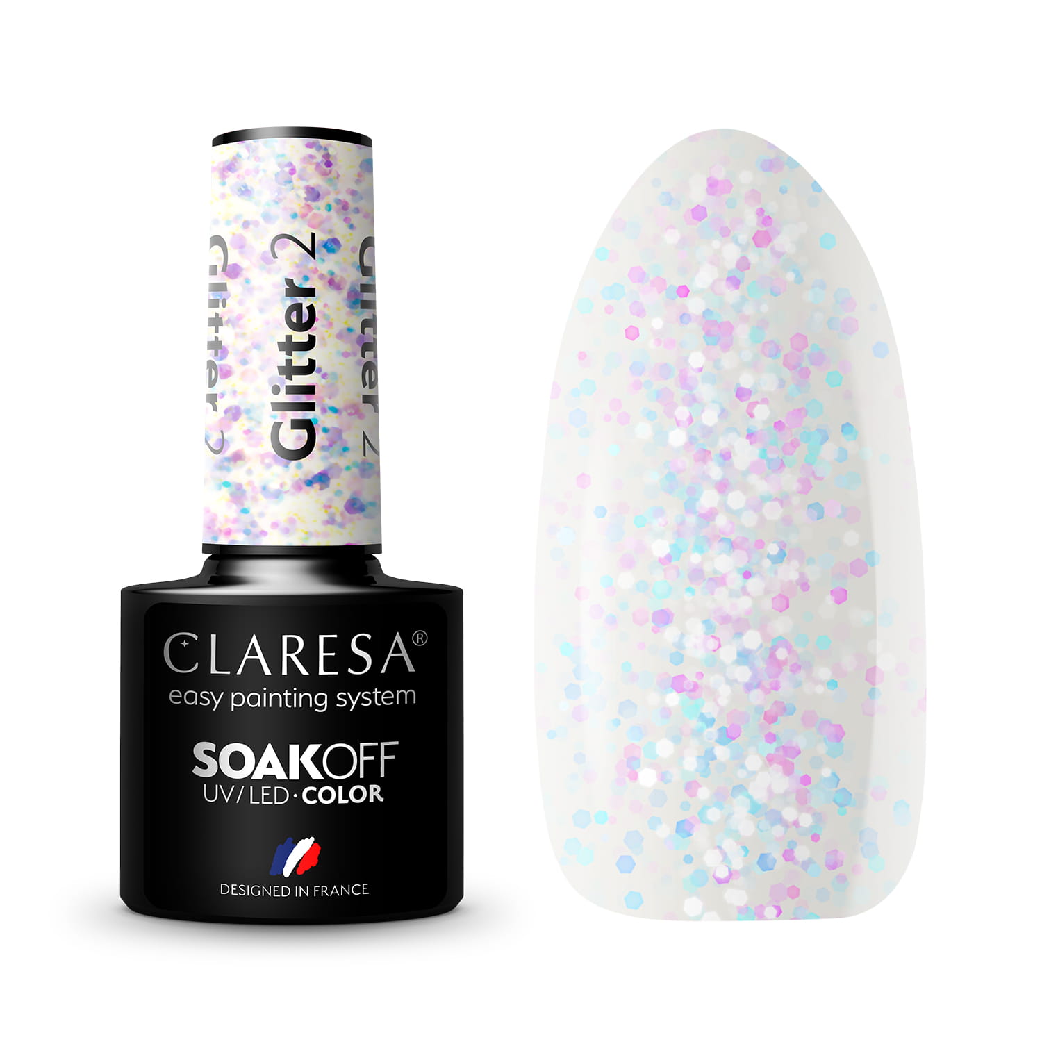 CLARESA UV/LED gél lakk 5g - GLITTER 2