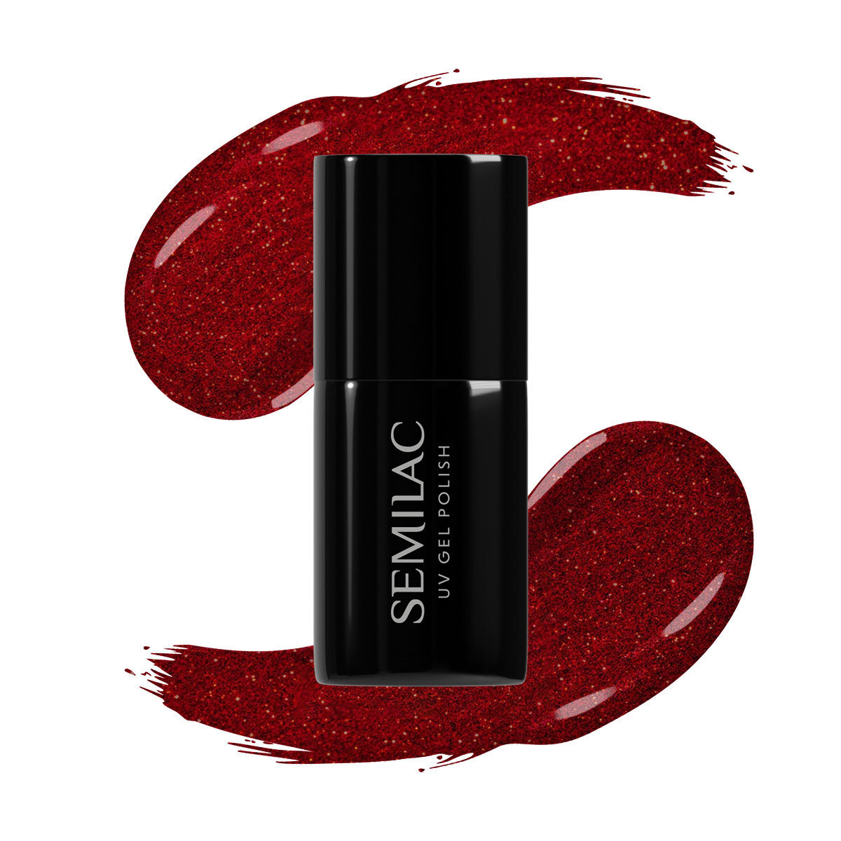 SEMILAC UV/LED Gél Lakk 7ml - 347 - Pretty Red Glitter