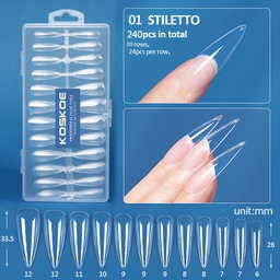 KOSKOE Soft Gél Tip No.01 - STILETTO 240 db-os