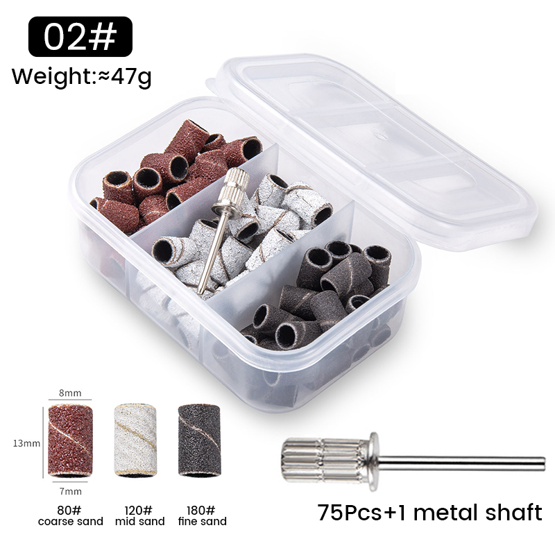 Csiszológyűrű - 75 db - boxban, befogószárral