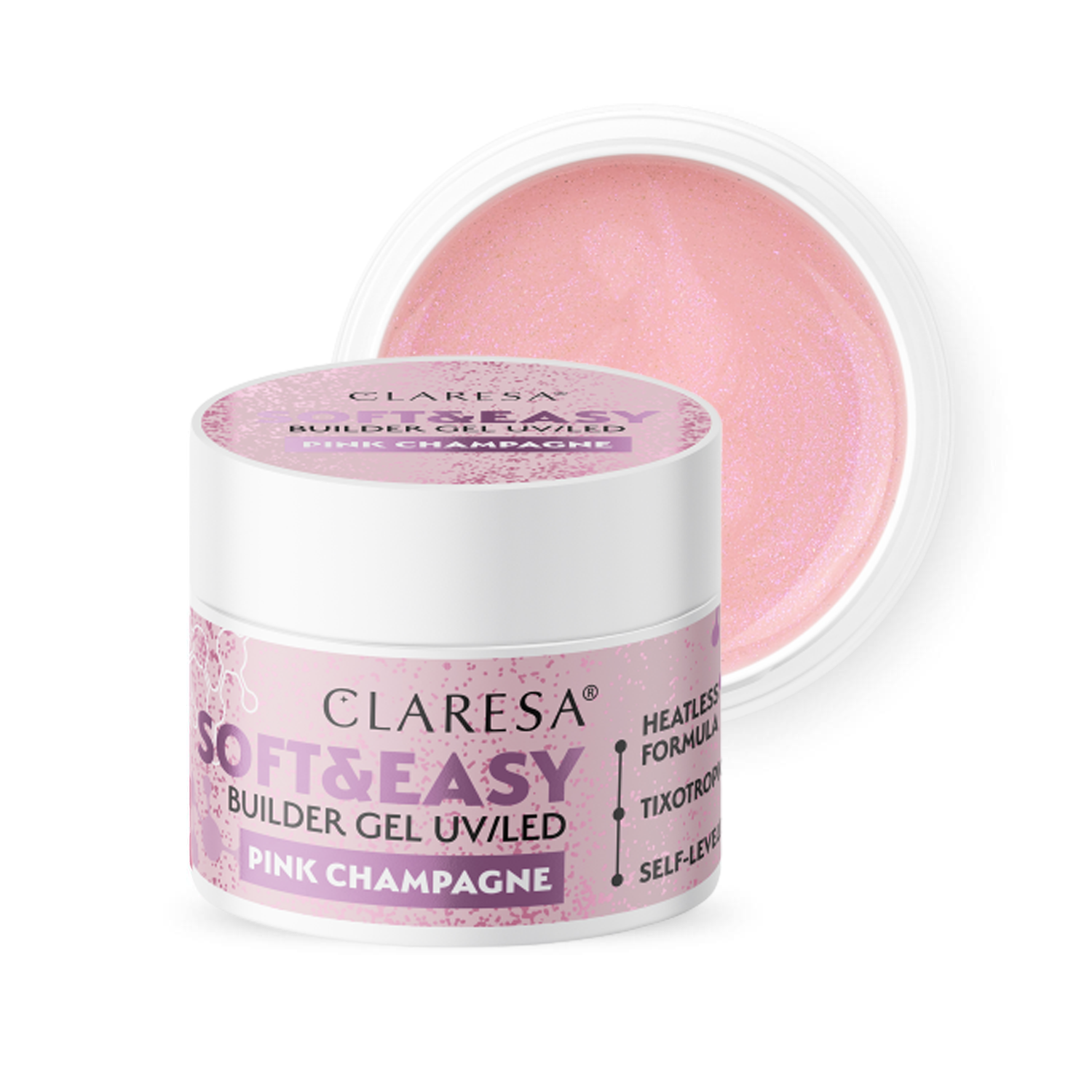 CLARESA Soft&Easy Builder Gél 90g - Pink Champagne / Blinking Pink