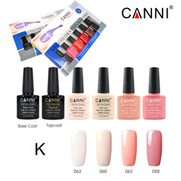 CANNI gél lakk szett UV/LED 7,3 ml szett - K - 4 db szín + base + fényzselé
