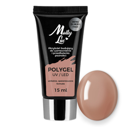 MollyLac Hema és Di-Hema FREE UV/LED Poly gél - 15ml - No.23 Light Brown