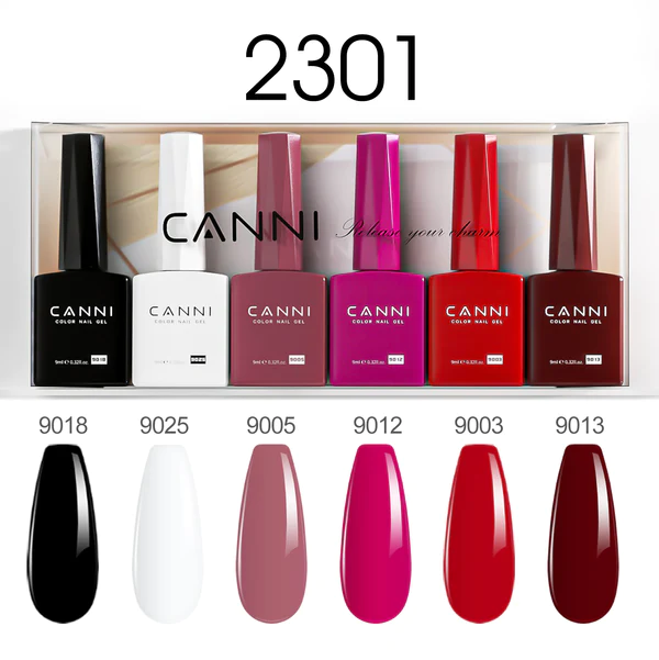 CANNI HEMA FREE UV/LED gél lakk szett 6x9ml - 2301 - Classic Trio