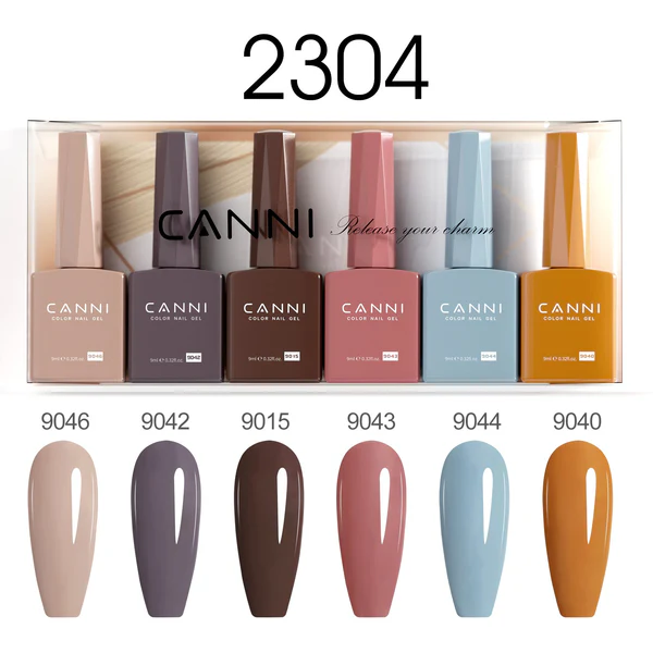CANNI HEMA FREE UV/LED gél lakk szett 6x9ml - 2304 - Boho Chic Palette
