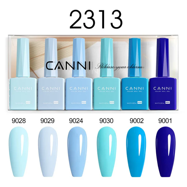 CANNI HEMA FREE UV/LED gél lakk szett 6x9ml - 2313 - Crystal Clear Waters