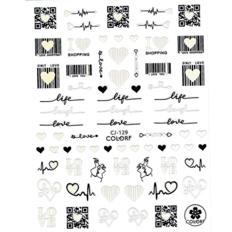 Köröm matrica 3D-s No.CJ129 -68 laser silver&black