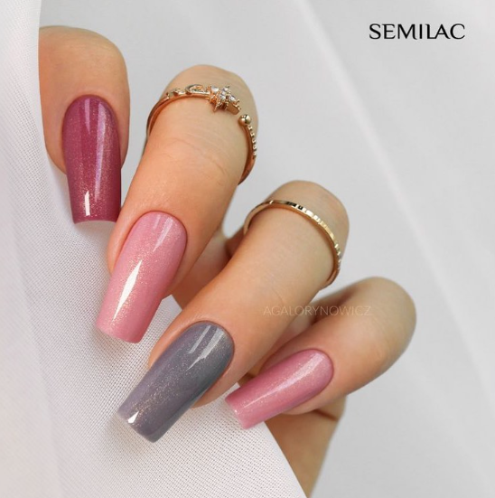 SEMILAC UV/LED Gél Lakk 7ml - 375 - HEMA FREE - Shimmer Stone Agate