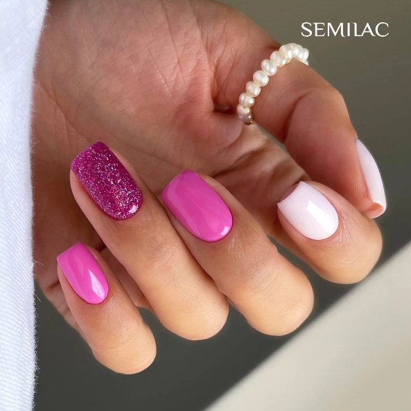 SEMILAC UV/LED Gél Lakk 7ml - 462 - HEMA FREE - Pink Bubbles