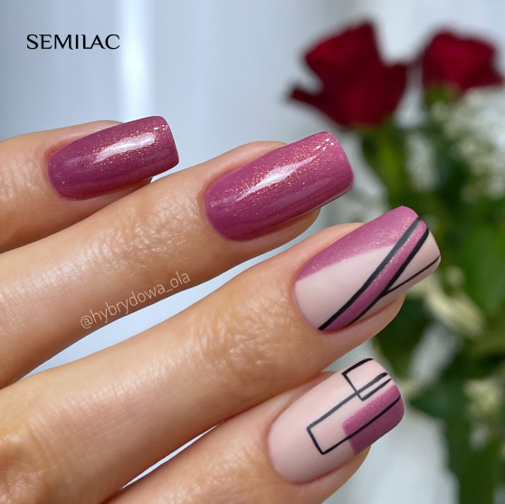 SEMILAC UV/LED Gél Lakk 7ml - 377 - HEMA FREE - Shimmer Stone Ruby