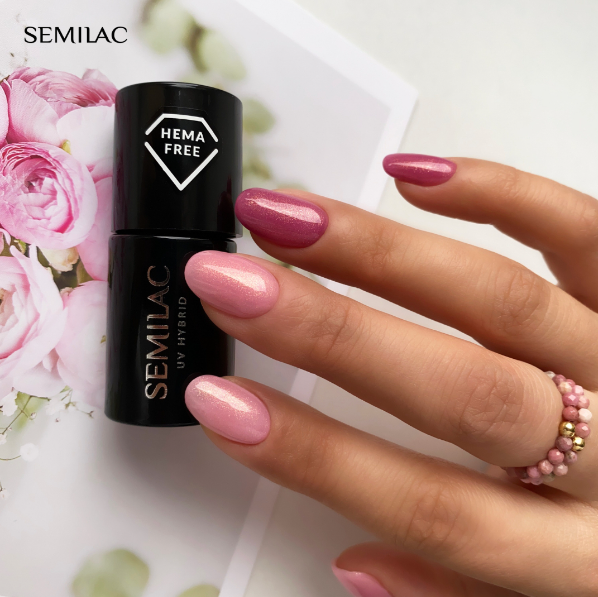 SEMILAC UV/LED Gél Lakk 7ml - 377 - HEMA FREE - Shimmer Stone Ruby