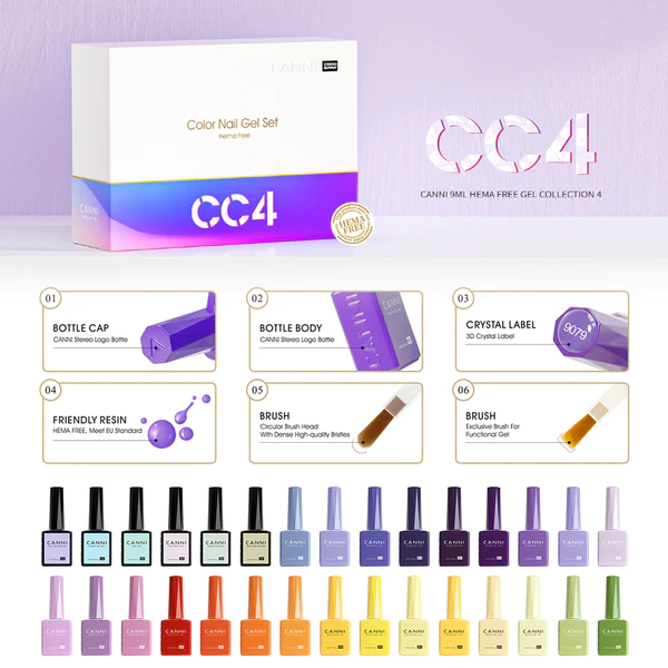 CANNI HEMA FREE UV/LED gél lakk szett (24db-os) No.CC4