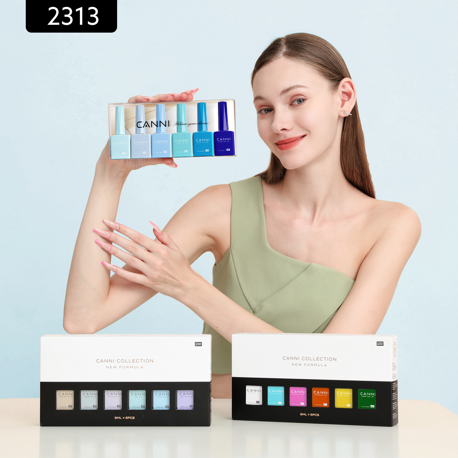 CANNI HEMA FREE UV/LED gél lakk szett 6x9ml - 2313 - Crystal Clear Waters