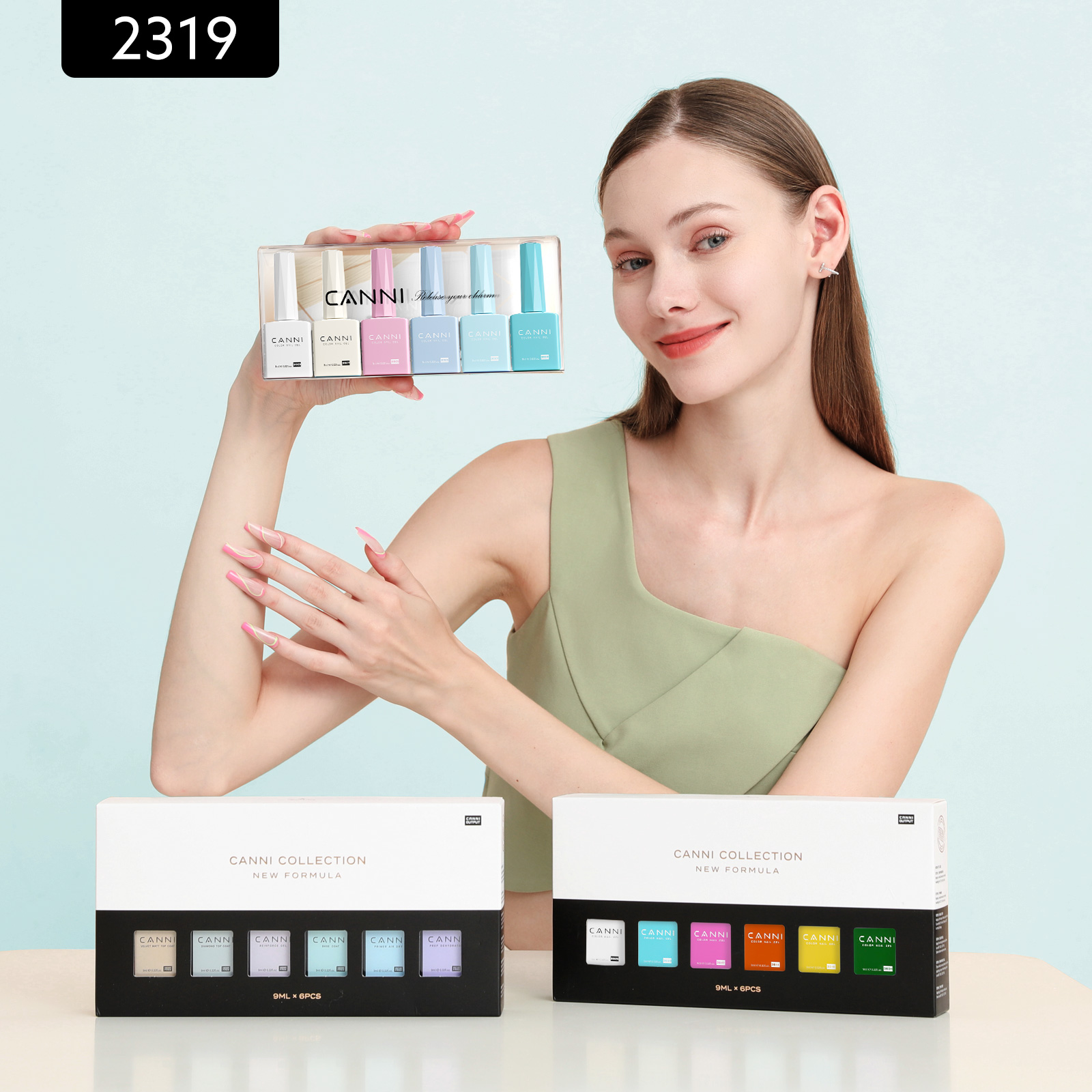 CANNI HEMA FREE UV/LED gél lakk szett 6x9ml - 2319 - Cotton Candy
