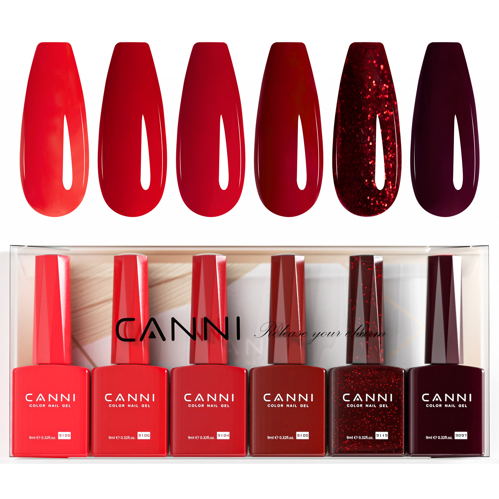 CANNI HEMA FREE UV/LED gél lakk szett 6x9ml - 2309 - Red Velvet Reverie