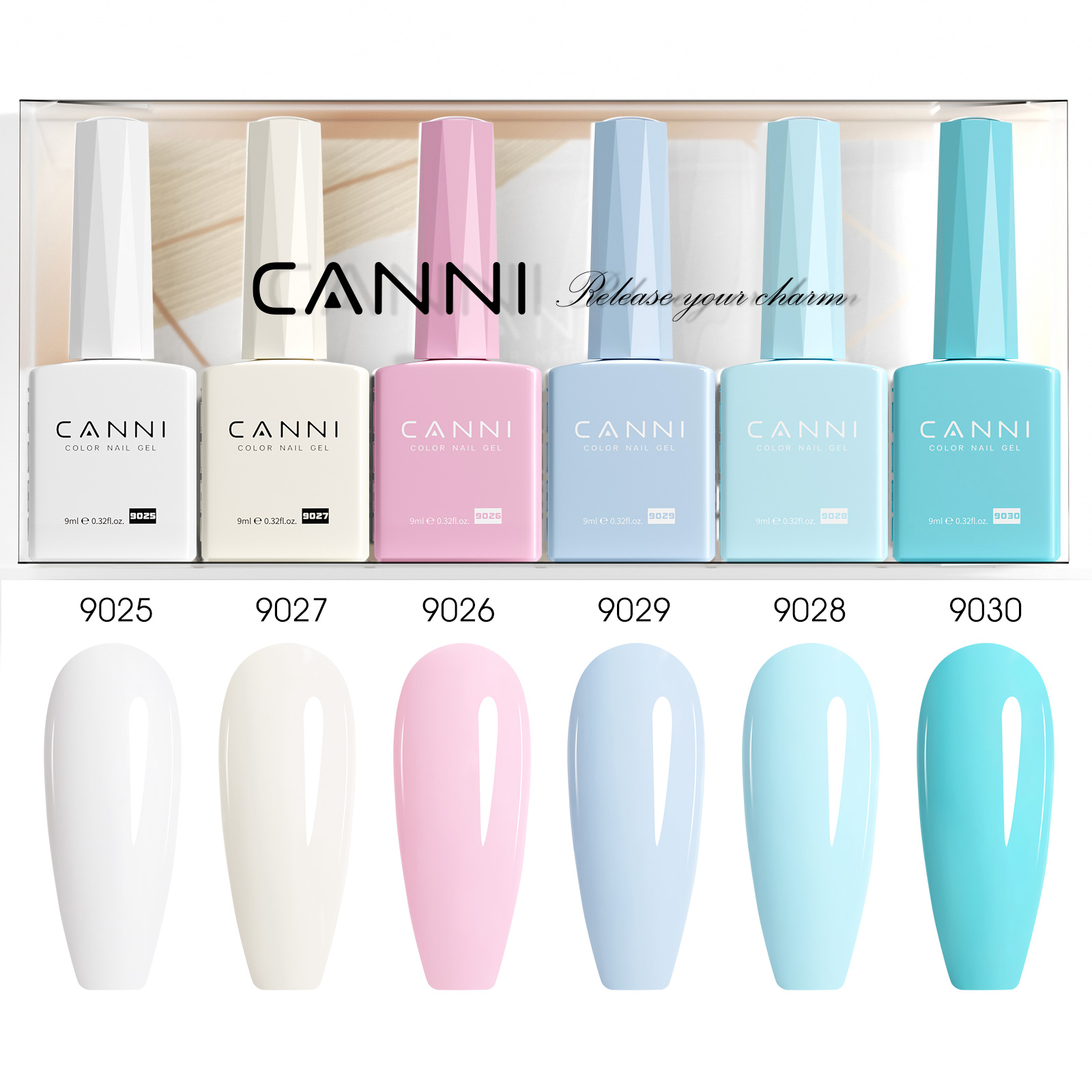 CANNI HEMA FREE UV/LED gél lakk szett 6x9ml - 2319 - Cotton Candy