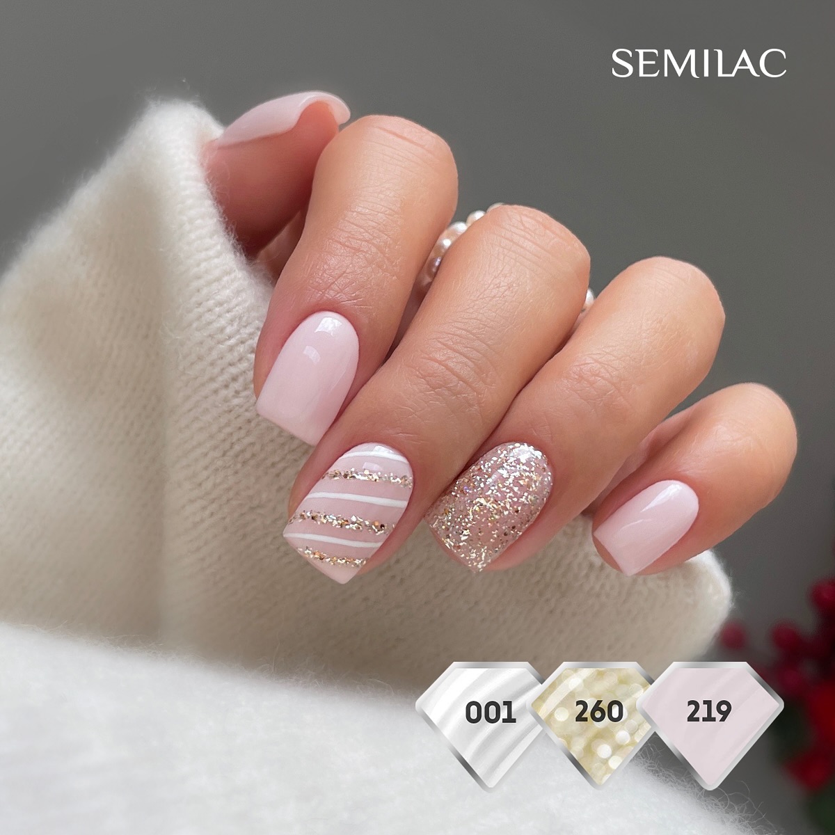 SEMILAC UV/LED Gél Lakk 7ml - 219 - Business Line Pink Ivory