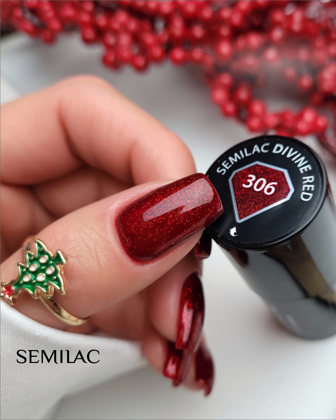 SEMILAC UV/LED Gél Lakk 7ml - 306 - Divine Red