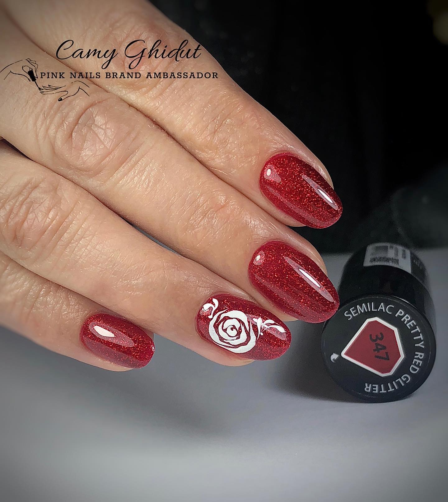 SEMILAC UV/LED Gél Lakk 7ml - 347 - Pretty Red Glitter
