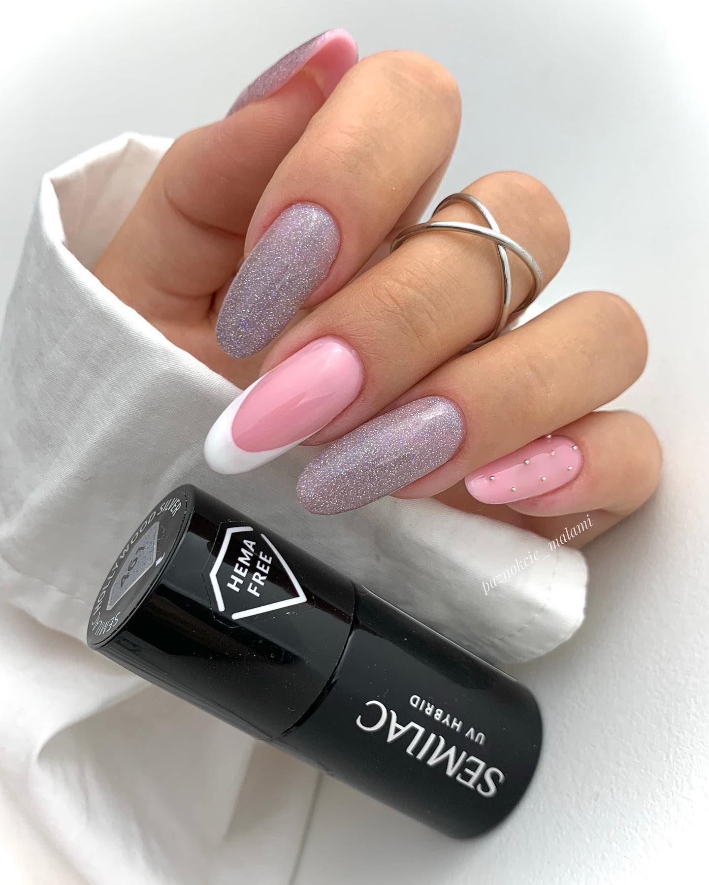 SEMILAC UV/LED Gél Lakk 7ml - 461 - HEMA FREE - Hollywood Silver