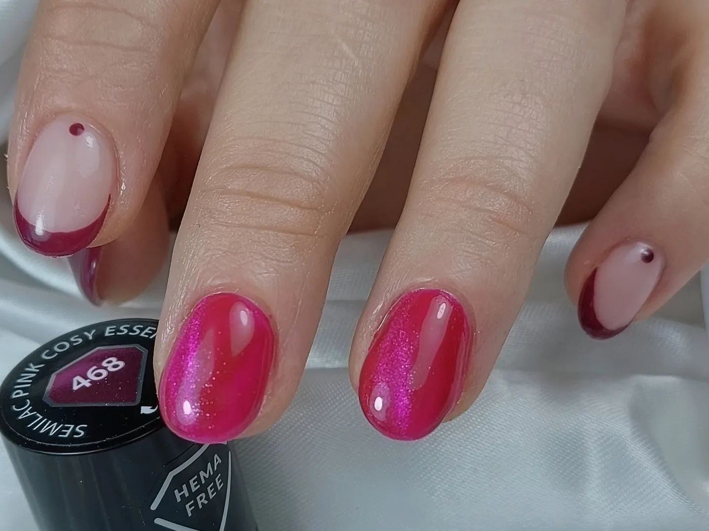 SEMILAC UV/LED Gél Lakk 7ml - 468 - HEMA FREE - Cat Eye - Pink Cosy Essentials