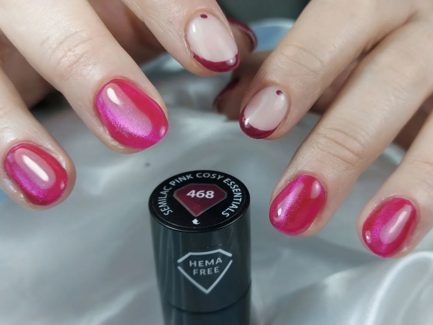 SEMILAC UV/LED Gél Lakk 7ml - 468 - HEMA FREE - Cat Eye - Pink Cosy Essentials