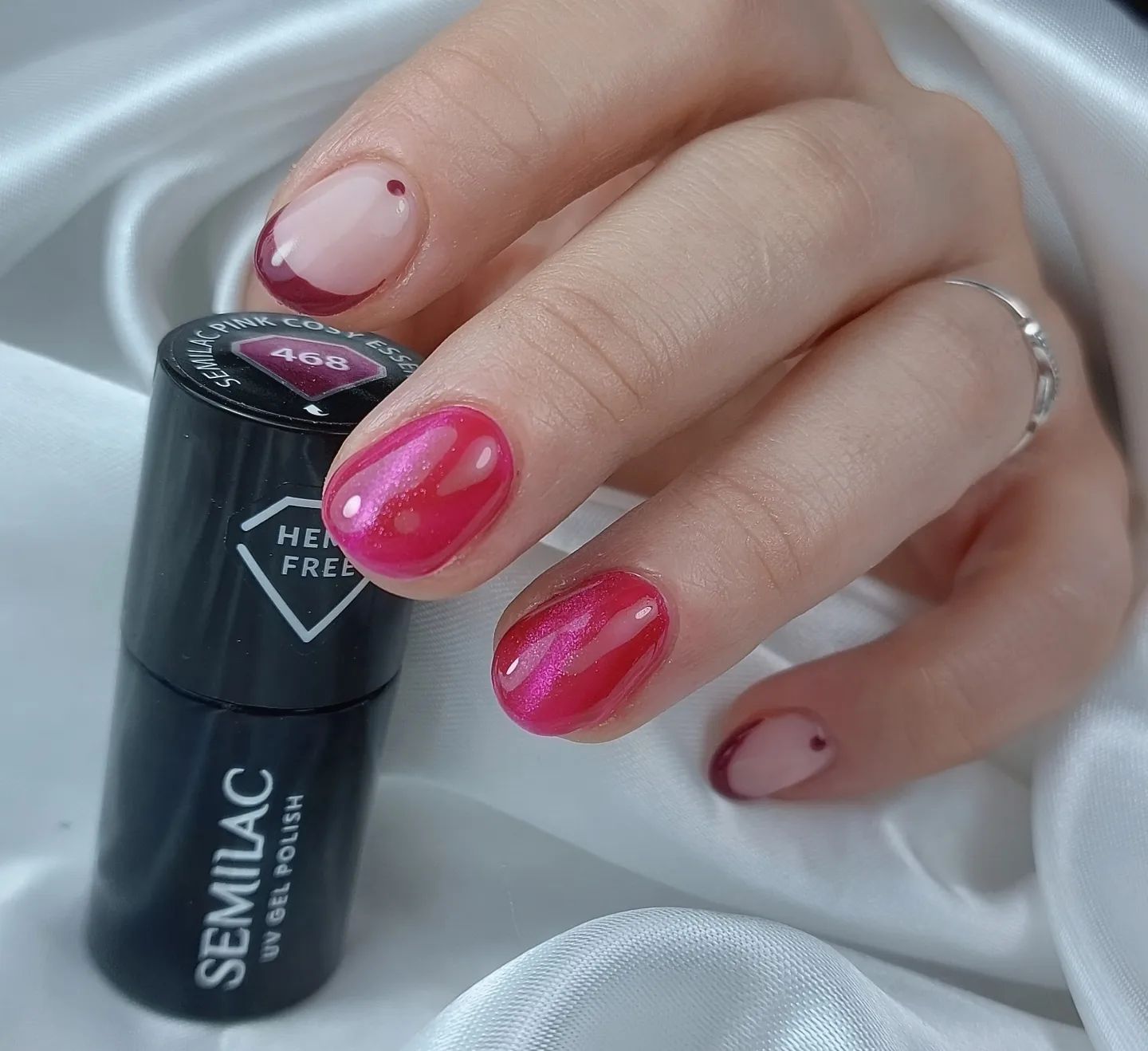 SEMILAC UV/LED Gél Lakk 7ml - 468 - HEMA FREE - Cat Eye - Pink Cosy Essentials