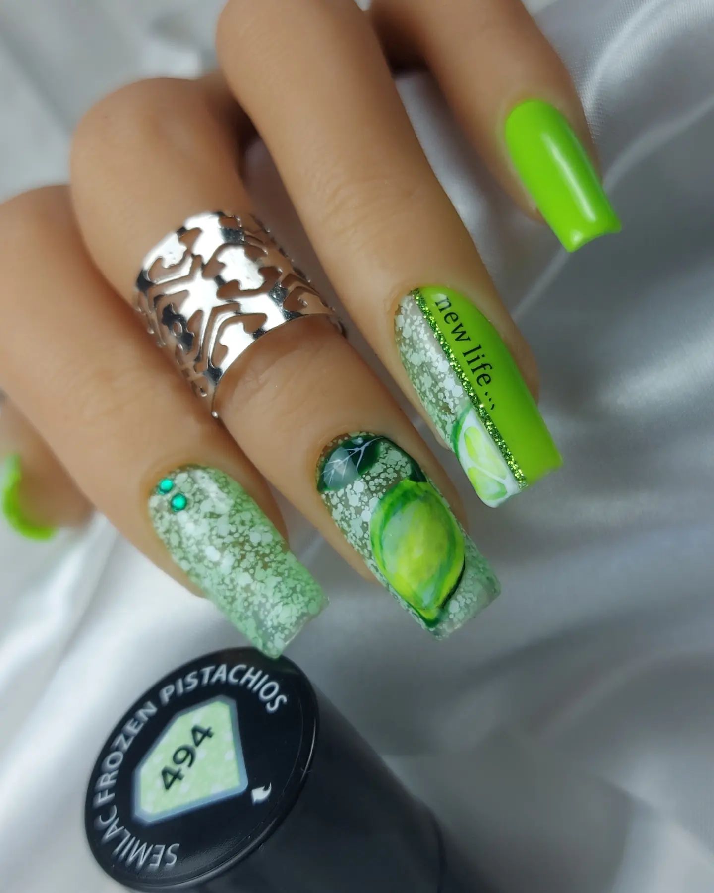 SEMILAC UV/LED Gél Lakk 7ml - 494 - HEMA FREE - Frozen Pistachios