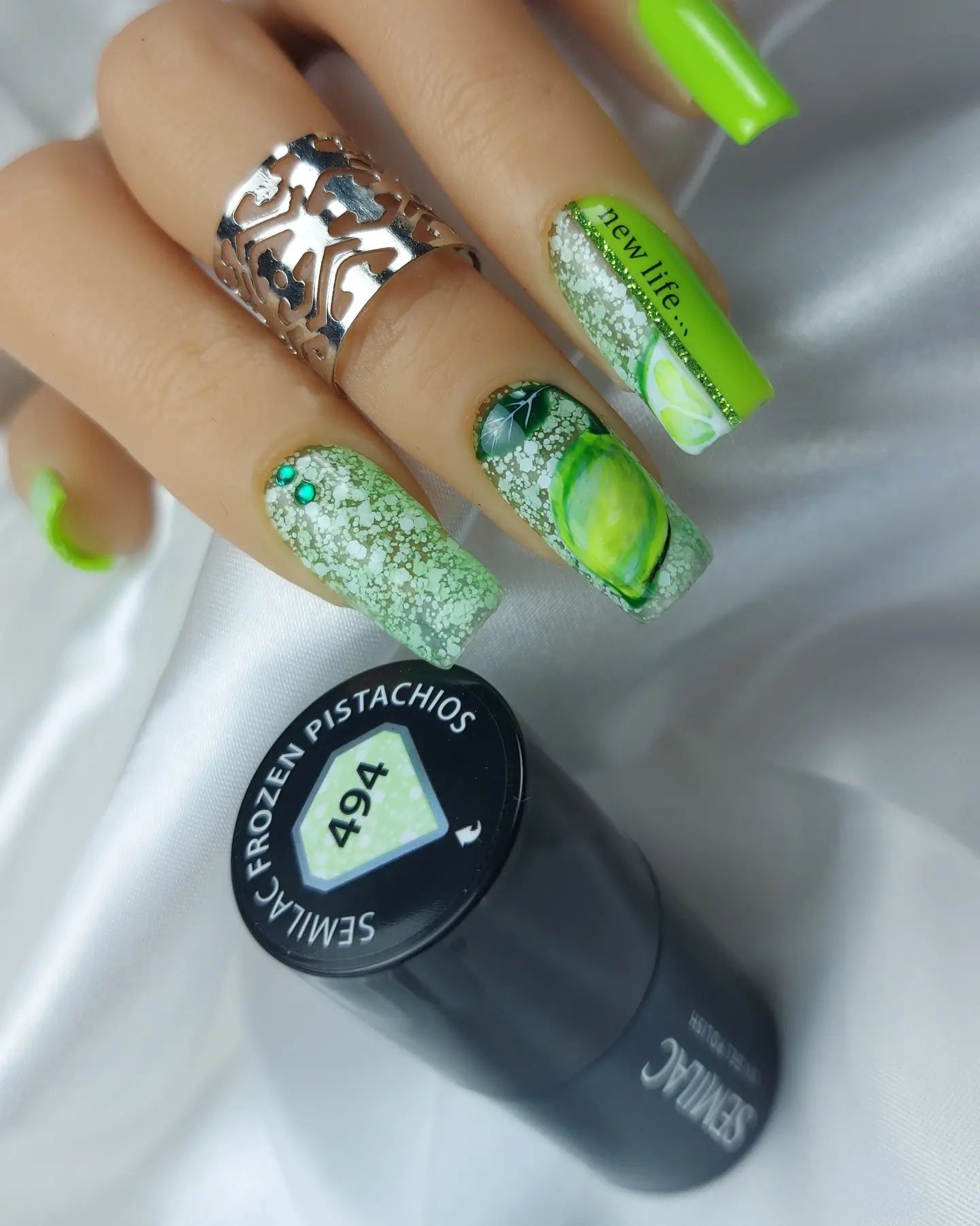 SEMILAC UV/LED Gél Lakk 7ml - 494 - HEMA FREE - Frozen Pistachios