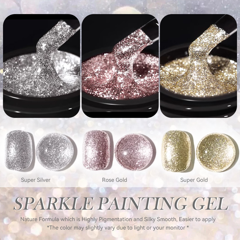 Born Pretty Sparkle Painting Gel 5ml - No.01 Super Silver