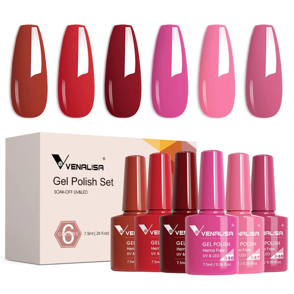 Venalisa 6 db-os UV/LED Gél lakk szett - 2226 - Scarlet Rose - Hema Free