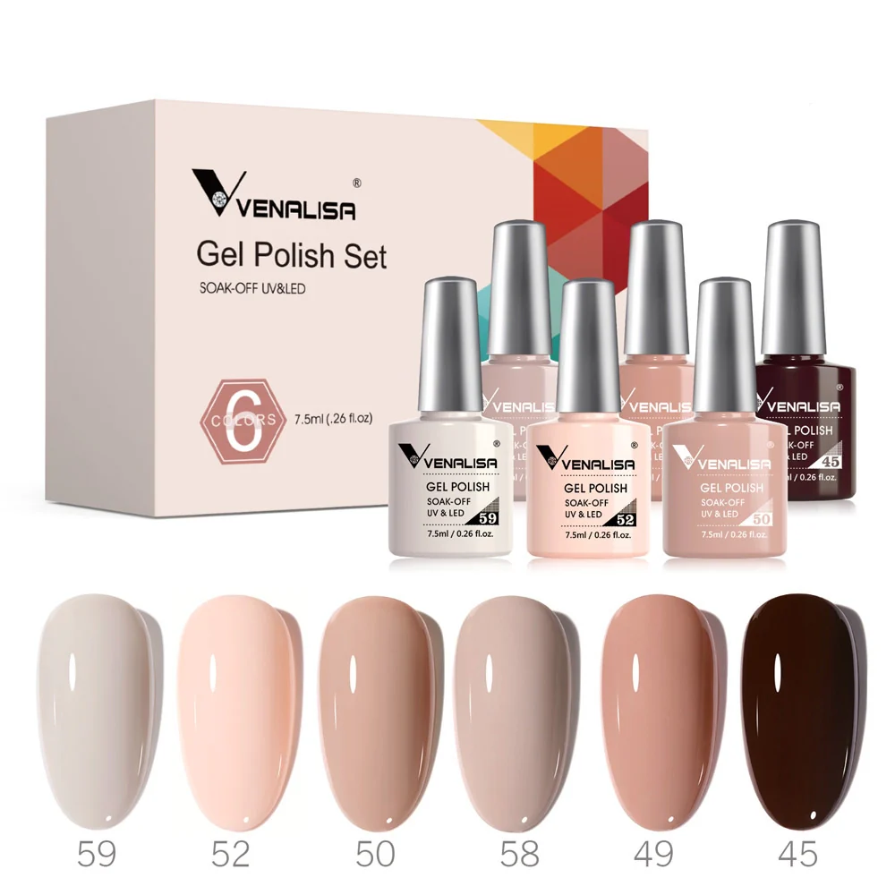 Venalisa 6 db-os UV/LED Gél lakk szett - 2201 - Nude Brown