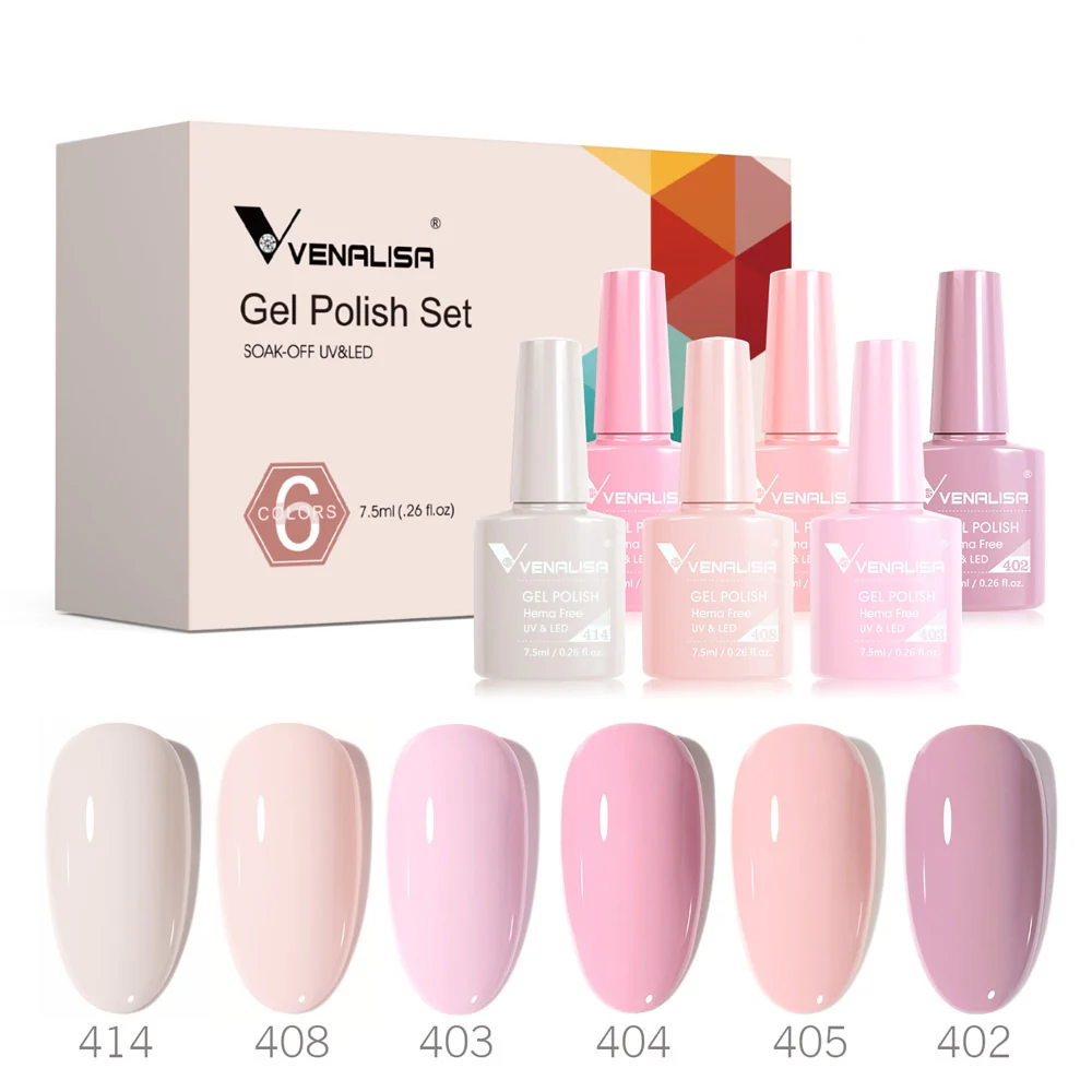 Venalisa 6 db-os UV/LED Gél lakk szett - 2207 - Pink Hema Free