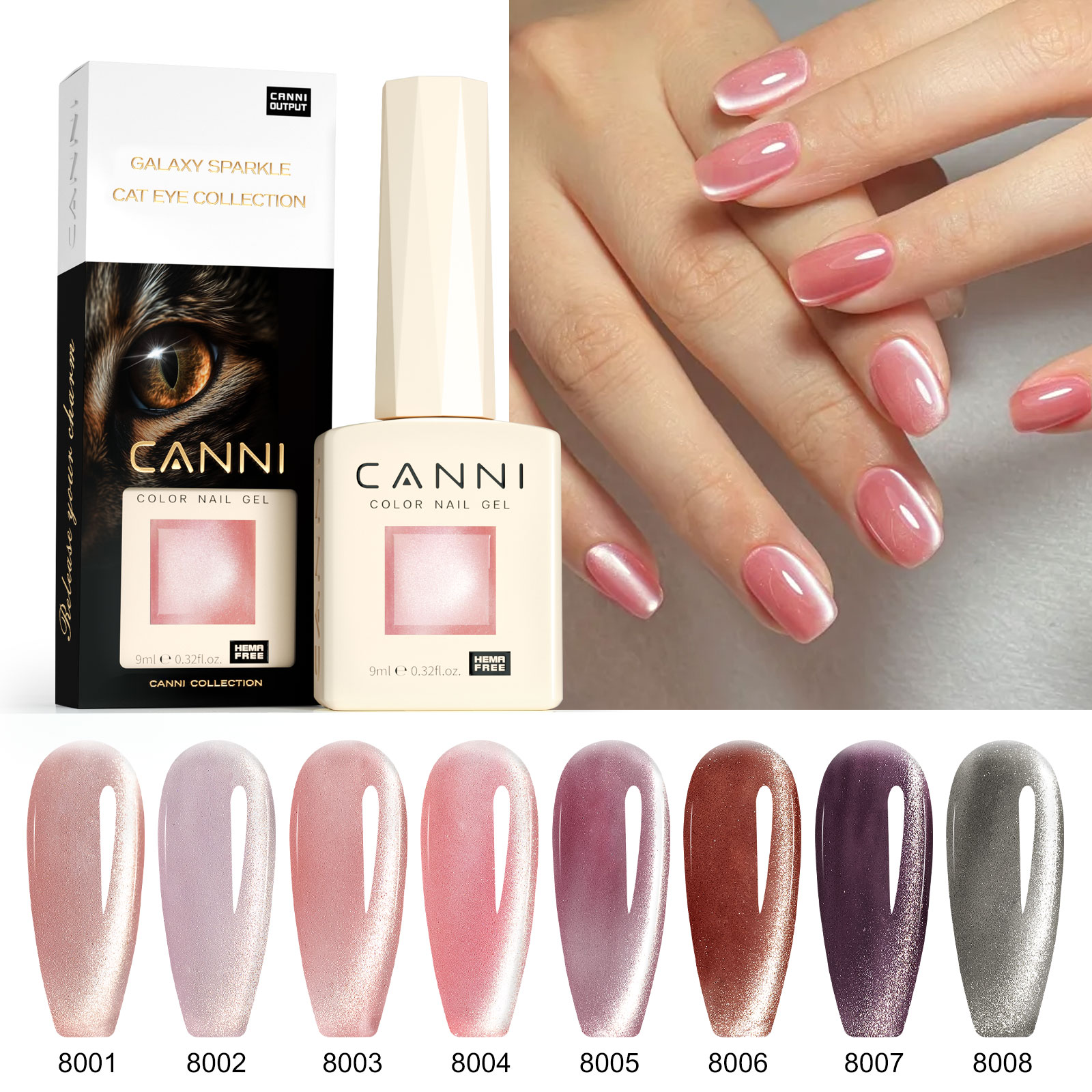 CANNI HEMA FREE  szett 8x9ml - No.01 - Shimmer Velvet Collection