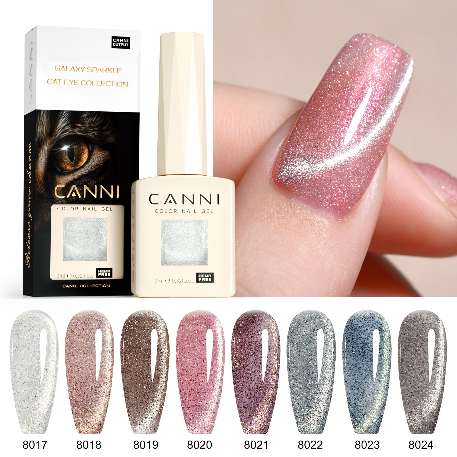 CANNI HEMA FREE  szett 8x9ml - No.03 - Iridescent Dream Collection