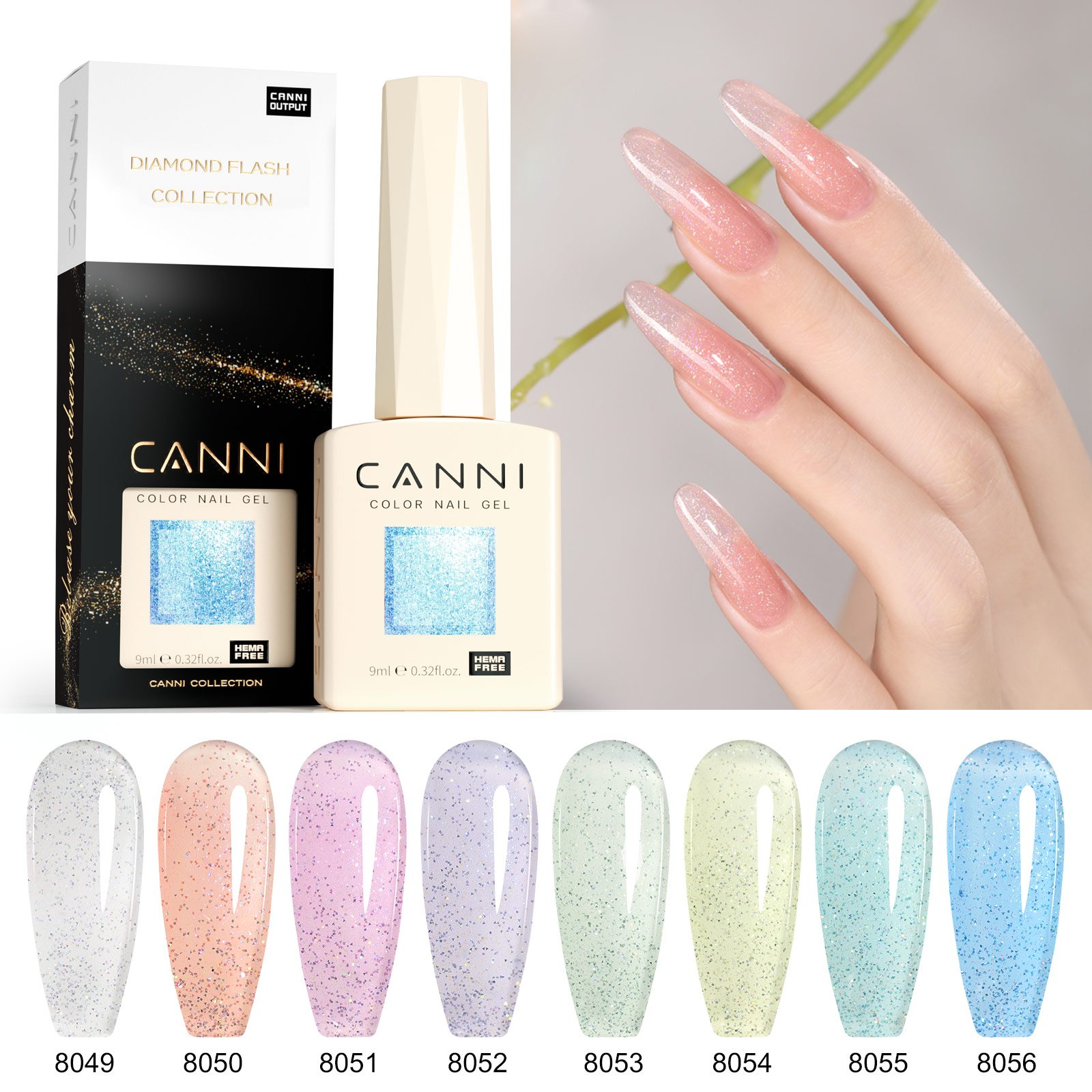 CANNI HEMA FREE  szett 8x9ml - No.07 - Fairy Glitter Collection