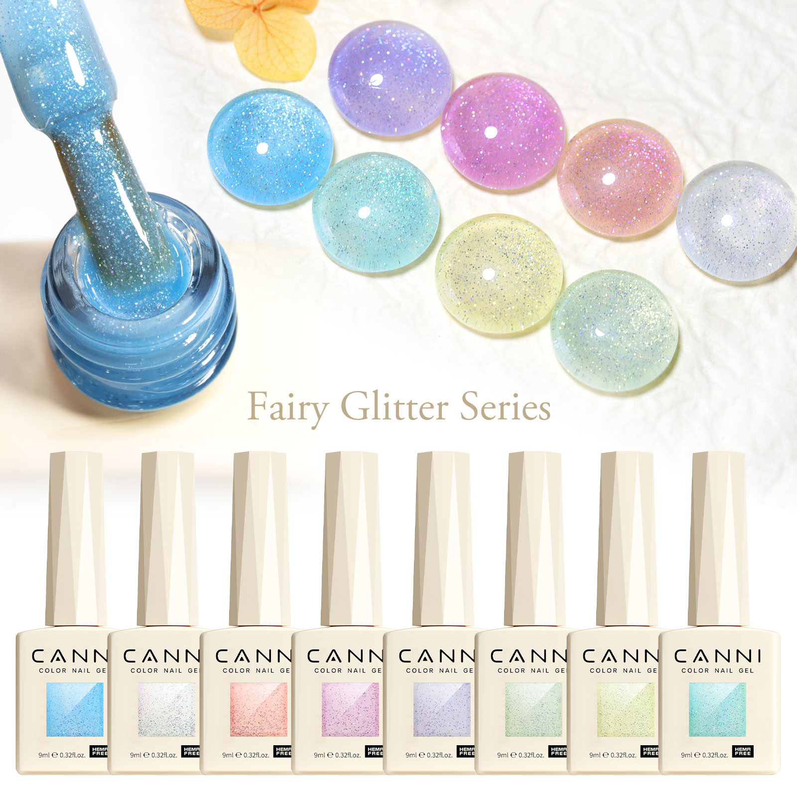 CANNI HEMA FREE  szett 8x9ml - No.07 - Fairy Glitter Collection