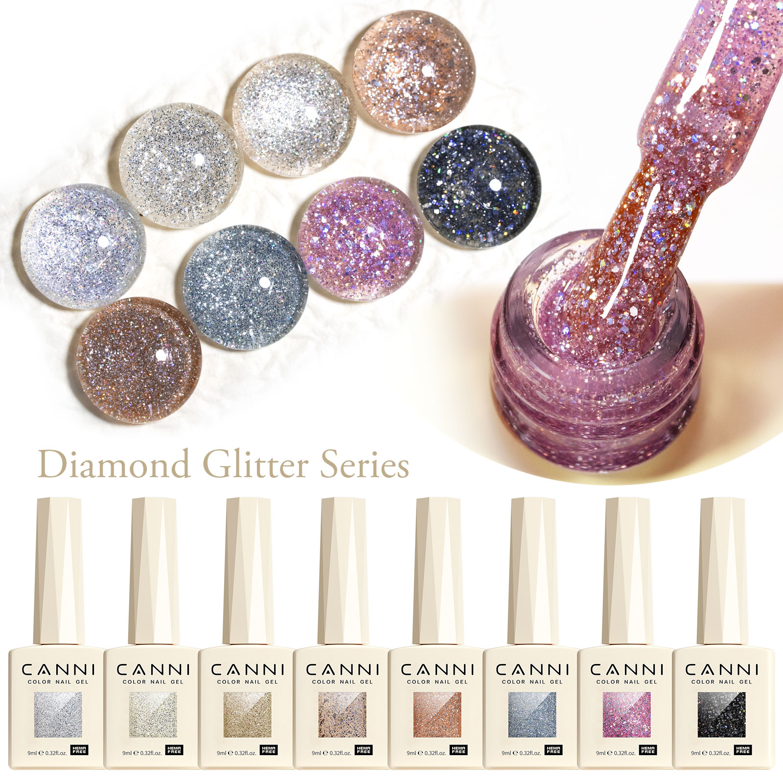 CANNI HEMA FREE  szett 8x9ml - No.08 - Diamond Glitter Collection