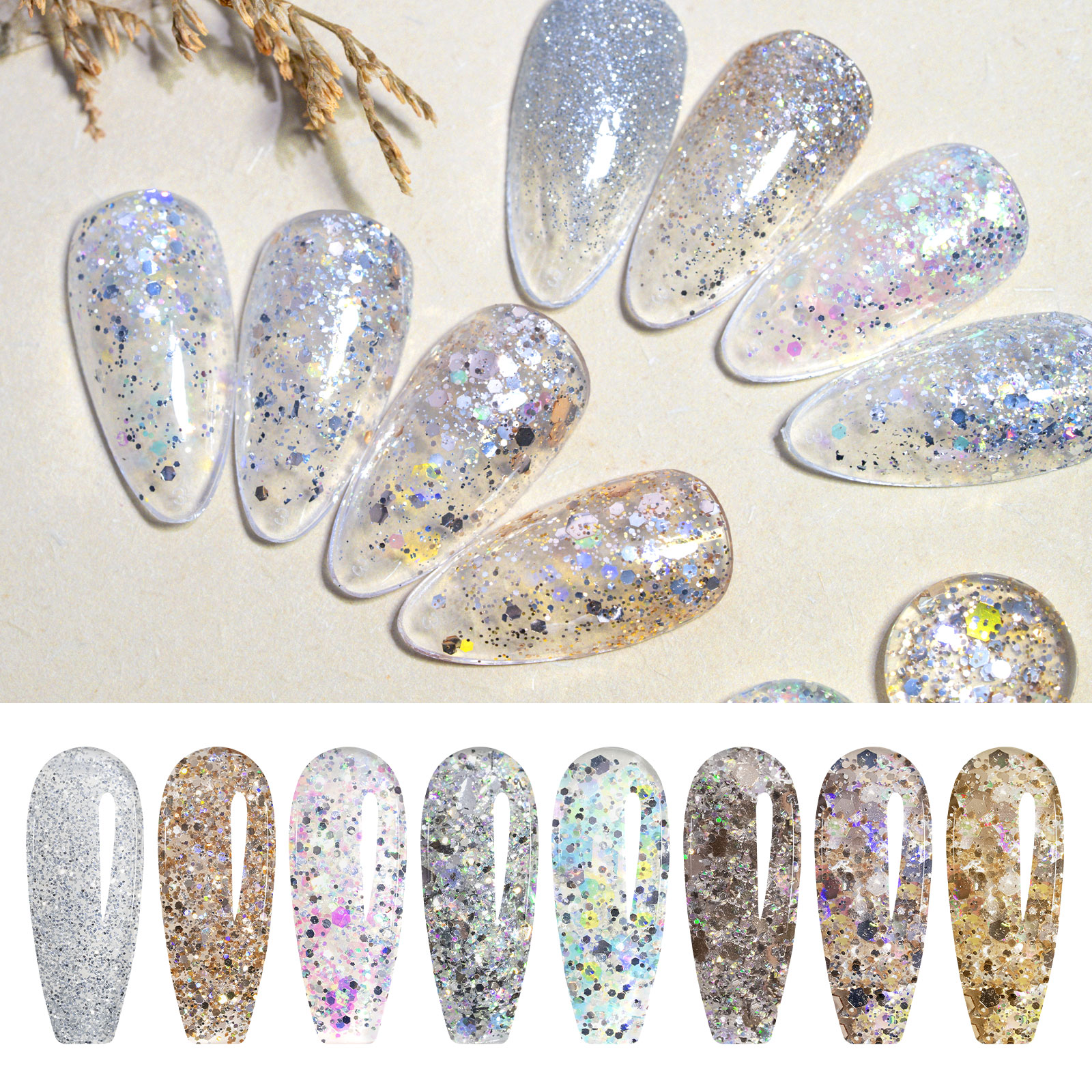 CANNI HEMA FREE  szett 8x9ml - No.12 - Dawn Crystal Flash Collection