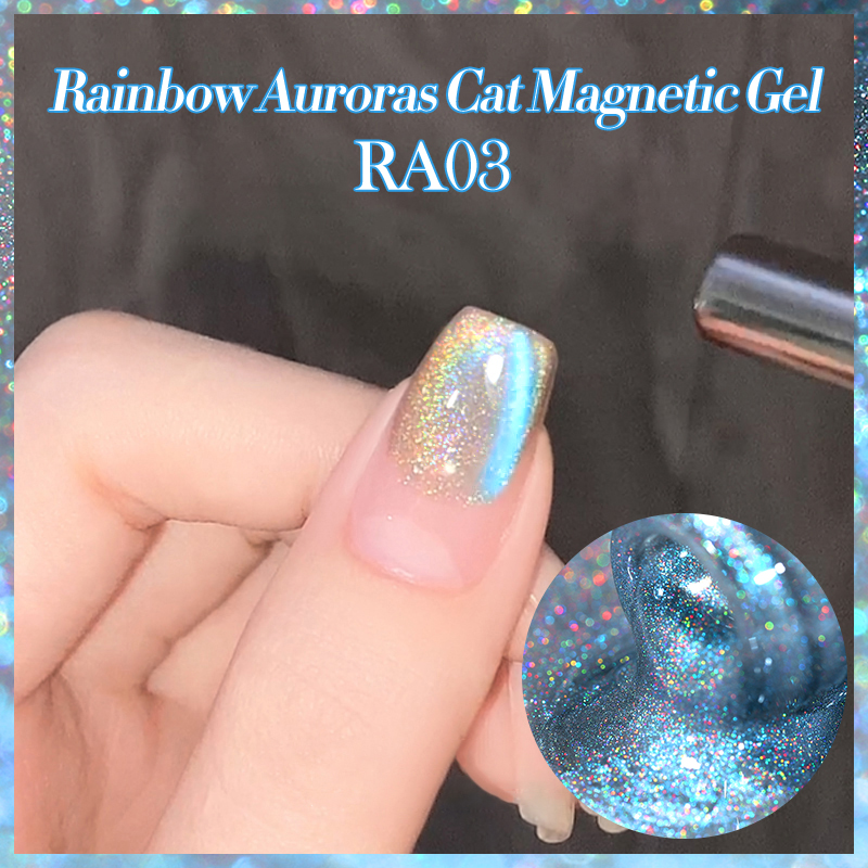BORN PRETTY Rainbow Aurora Cat Magnetic UV/LED gél lakk 10 ml - RA03