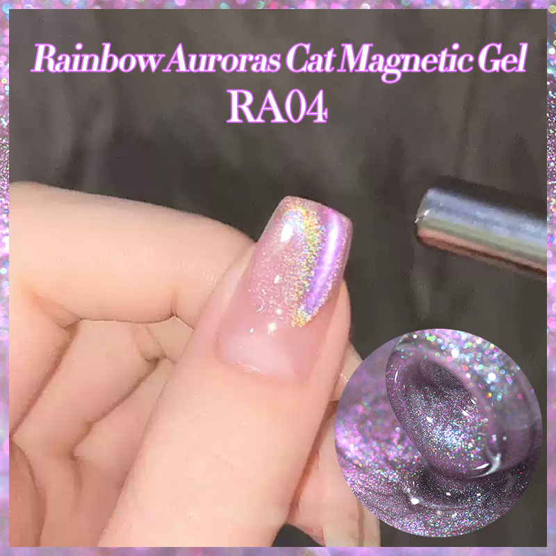 BORN PRETTY Rainbow Aurora Cat Magnetic UV/LED gél lakk 10 ml - RA04